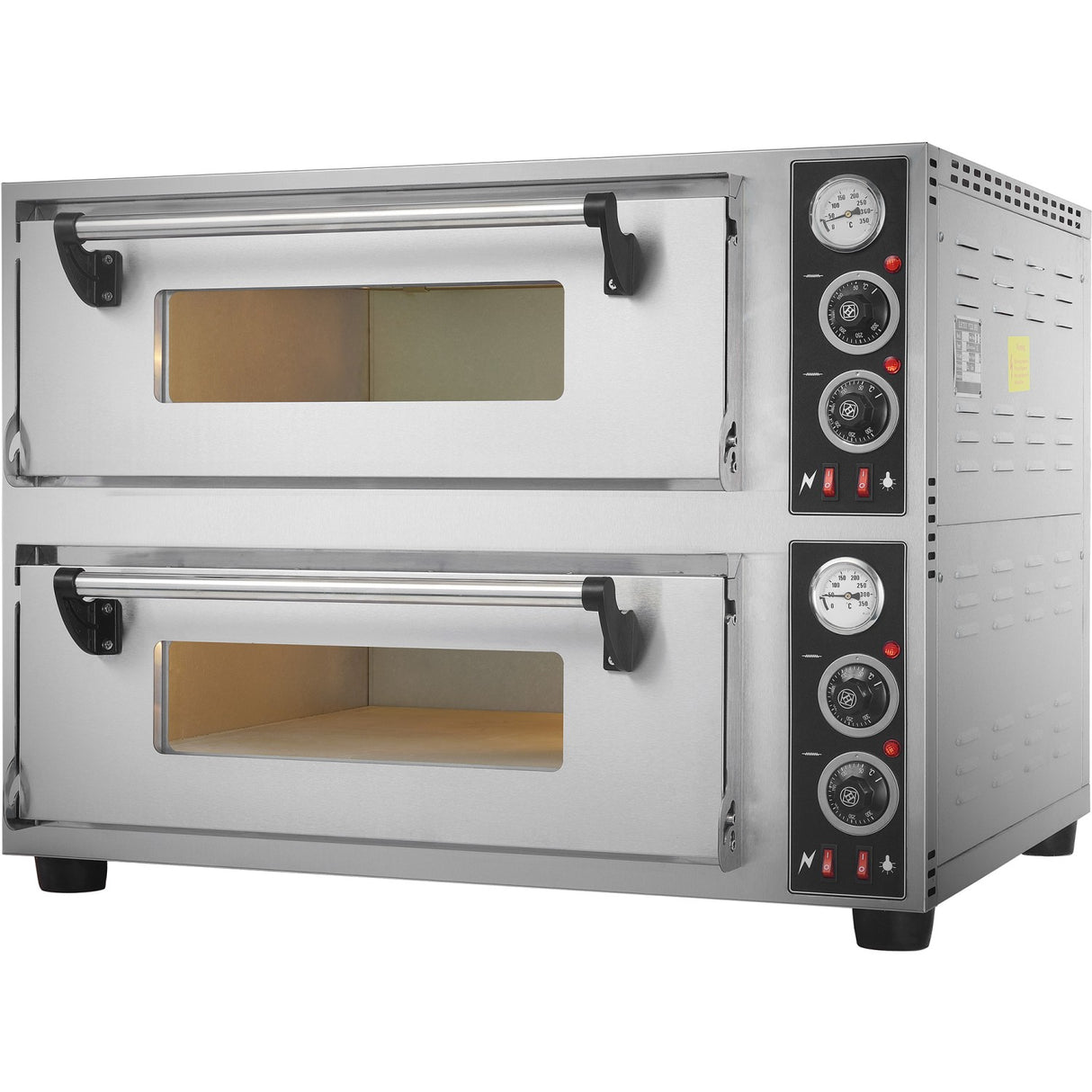 Commercial Pizza Oven Electric 2 Chambers 500x500mm 350°C Mechanical Controls 8.4k W 380 V | Bsd202500500