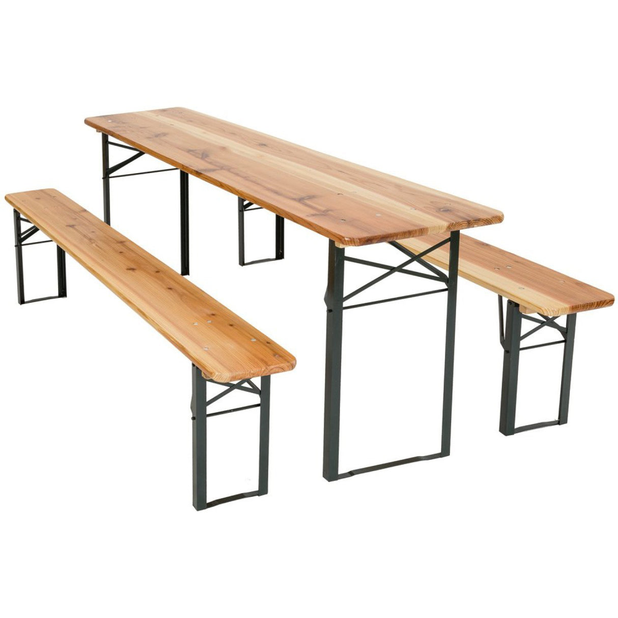 Three Piece Foldable Beer Table And Bench Set, Wooden Outdoor Garden Furniture 2200x800x760mm | Nfwu24102200. Minimum Pack of 2 order required