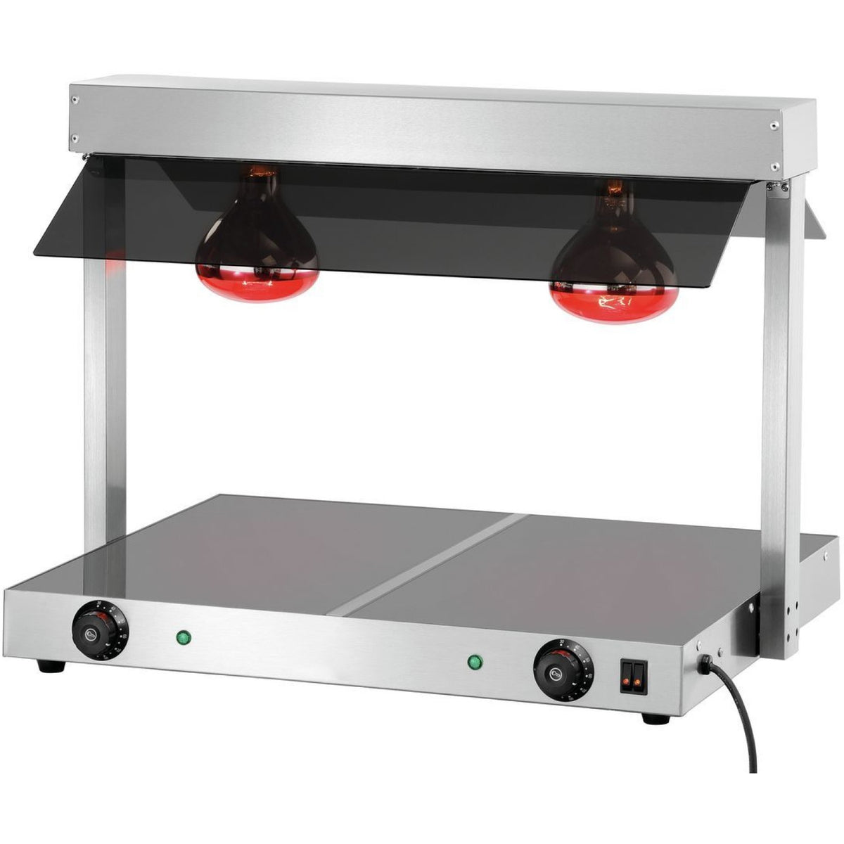 Buffet Food Warmer With Gantry Tempered Glass 2 Infrared Lamps Sneeze Guards 2x Gn1/1 | Tc2 F