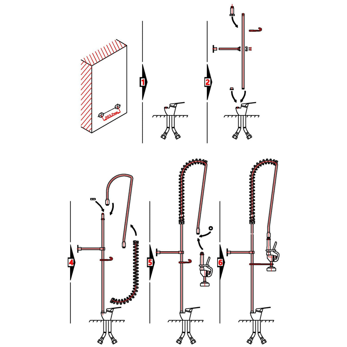 Commercial Deck Mounted Pre Rinse Spray Unit With Wall Bracket Chrome | Bxf218