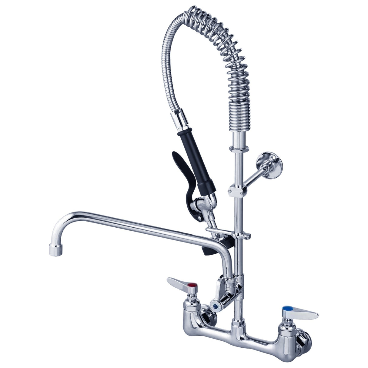 8&Quot; Wall Mounted Pre Rinse Faucet With Add On 6&Quot; Swing Spout &Amp; 22&Quot; Hose &Amp; Spray Valve | Bxf240