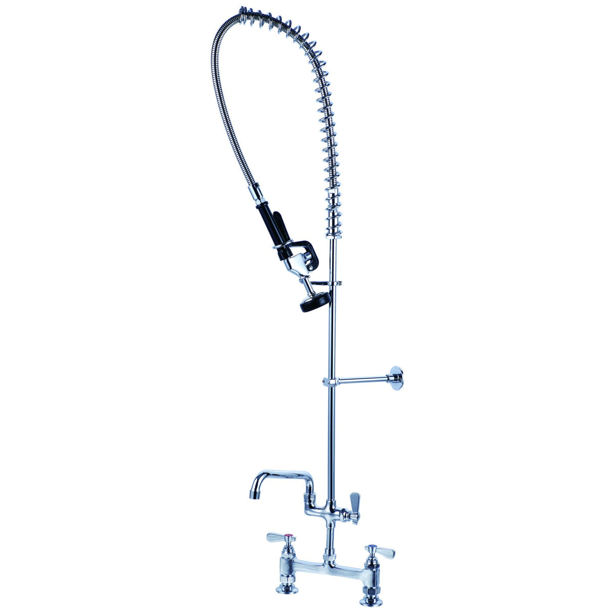 8&Quot; Center Deck Mounted Pre Rinse Unit With 18&Quot; Riser &Amp; 44&Quot; Hose &Amp; 12&Quot; Add On Spout Chrome | Bxf252