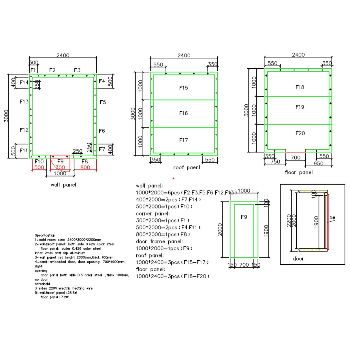 Freezer Room 2400×3000×2200mm With 1.5hp Wall Mounted Monoblock Refrigeration Unit (Freezer, 25°C To +2°C) | Freezerroom243022