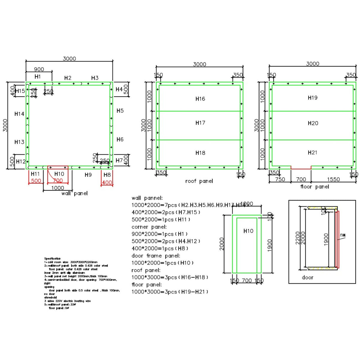 Freezer Room 3000×3000×2200mm With 1.5hp Wall Mounted Monoblock Refrigeration Unit (Freezer, 25°C To +2°C) | Freezerroom303022