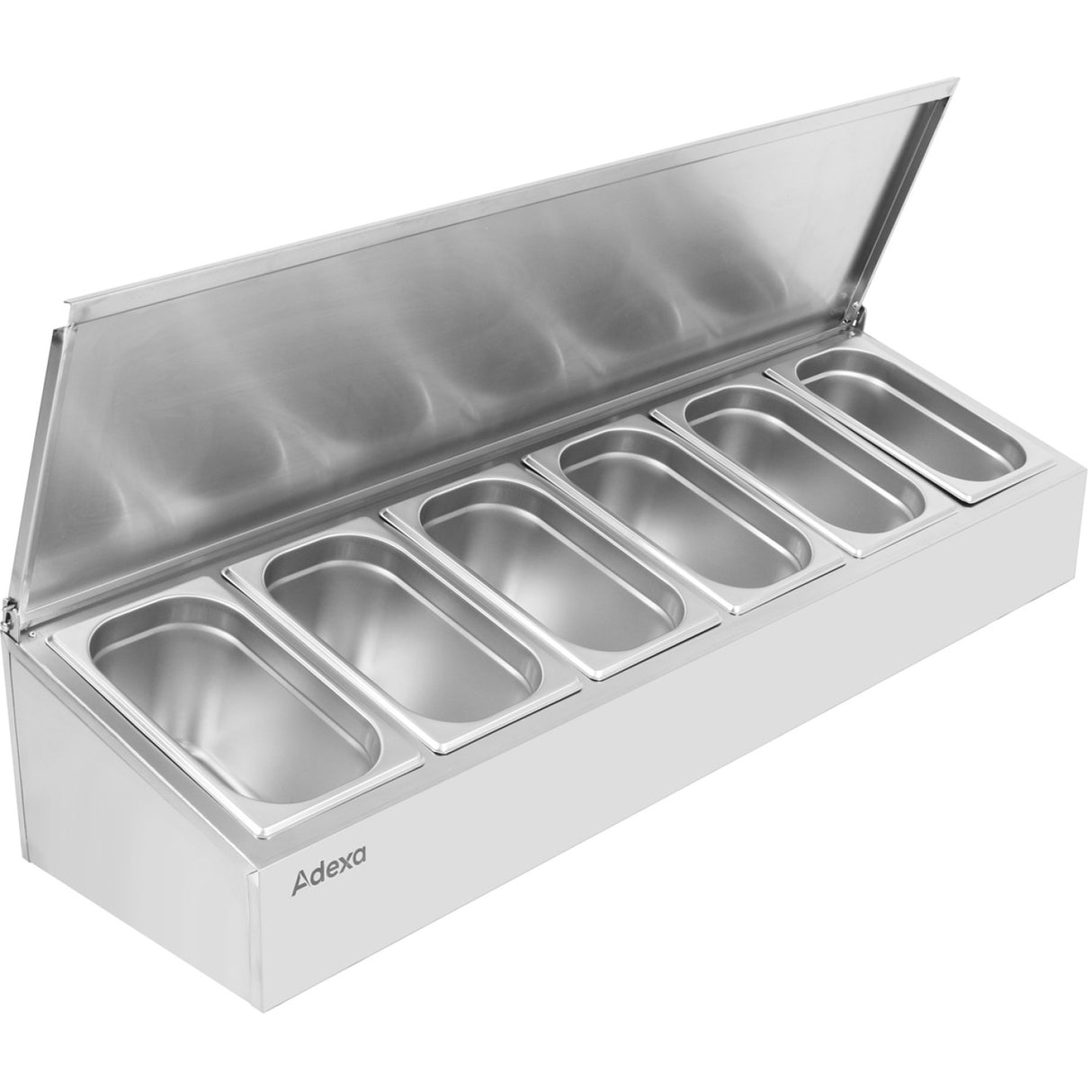 Commercial Condiment Holder With Lid Including 6x Gn1/4 150mm Containers Stainless Steel | Che06 Adfl