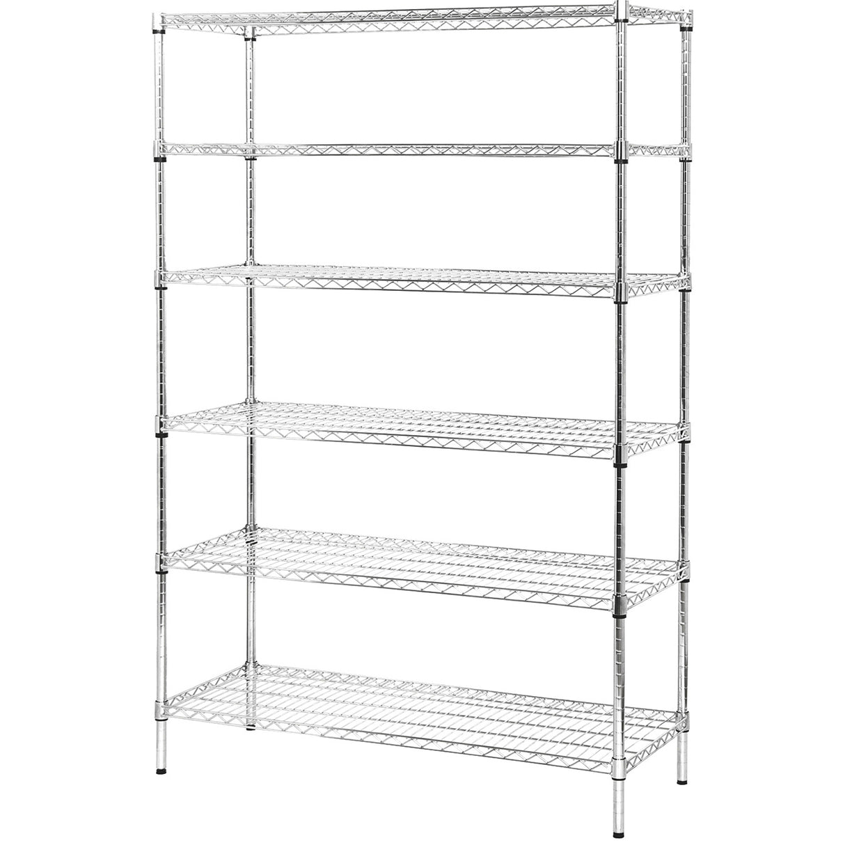 Commercial Shelving Unit 6 Tier 1500kg Width 1200mm Depth 450mm Chrome Wire | Amj448