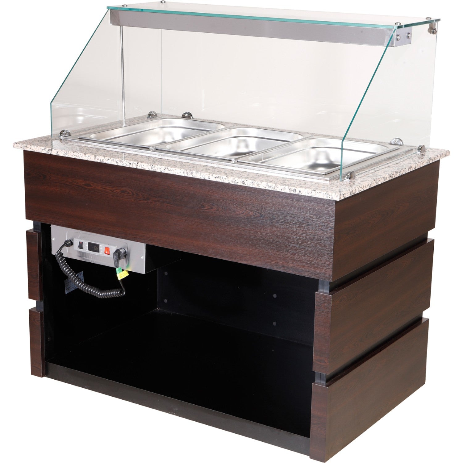 Professional Bain Marie Showcase 3x Gn1/1 With Wooden Panels |  Cmb711