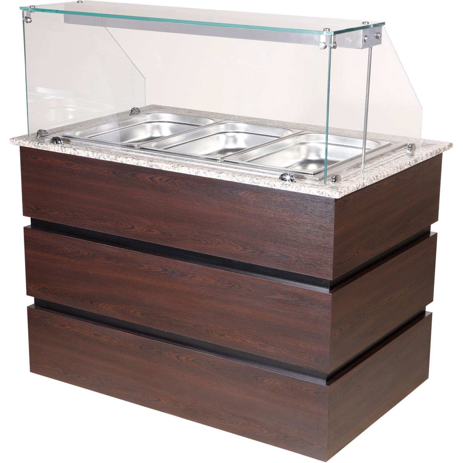 Professional Bain Marie Showcase 3x Gn1/1 With Wooden Panels |  Cmb711