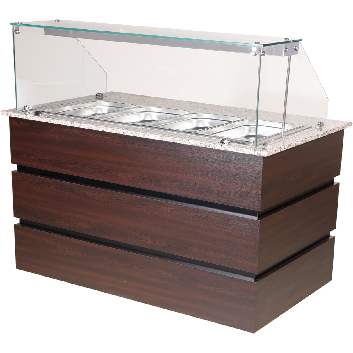 Professional Bain Marie Showcase 4x Gn1/1 With Wooden Panels |  Cmb714