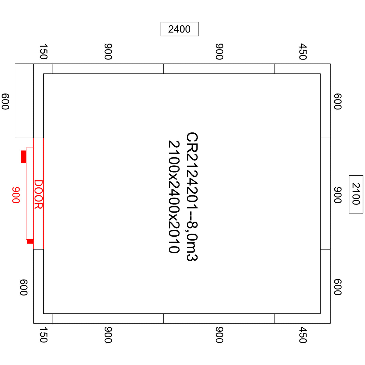 Cold Room With Cooling Unit 2100x2400x2010mm Volume 8.0m3 | Cr2124201