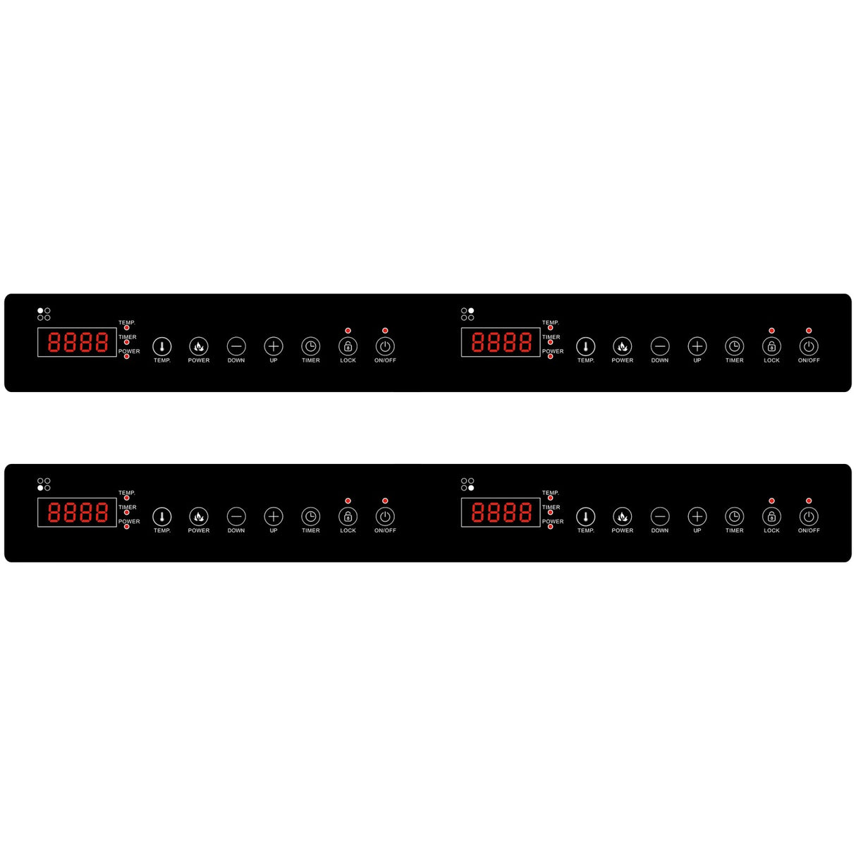 Commercial Countertop 4 Zone Induction Cooker With Legs 14k W (4 × 3500 W) Touch Control Hardwired | Cx140 A