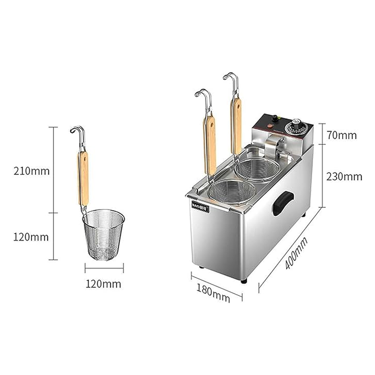 Commercial Electric Pasta Cooker 2 Baskets / Holes Noodle Cooking Machine