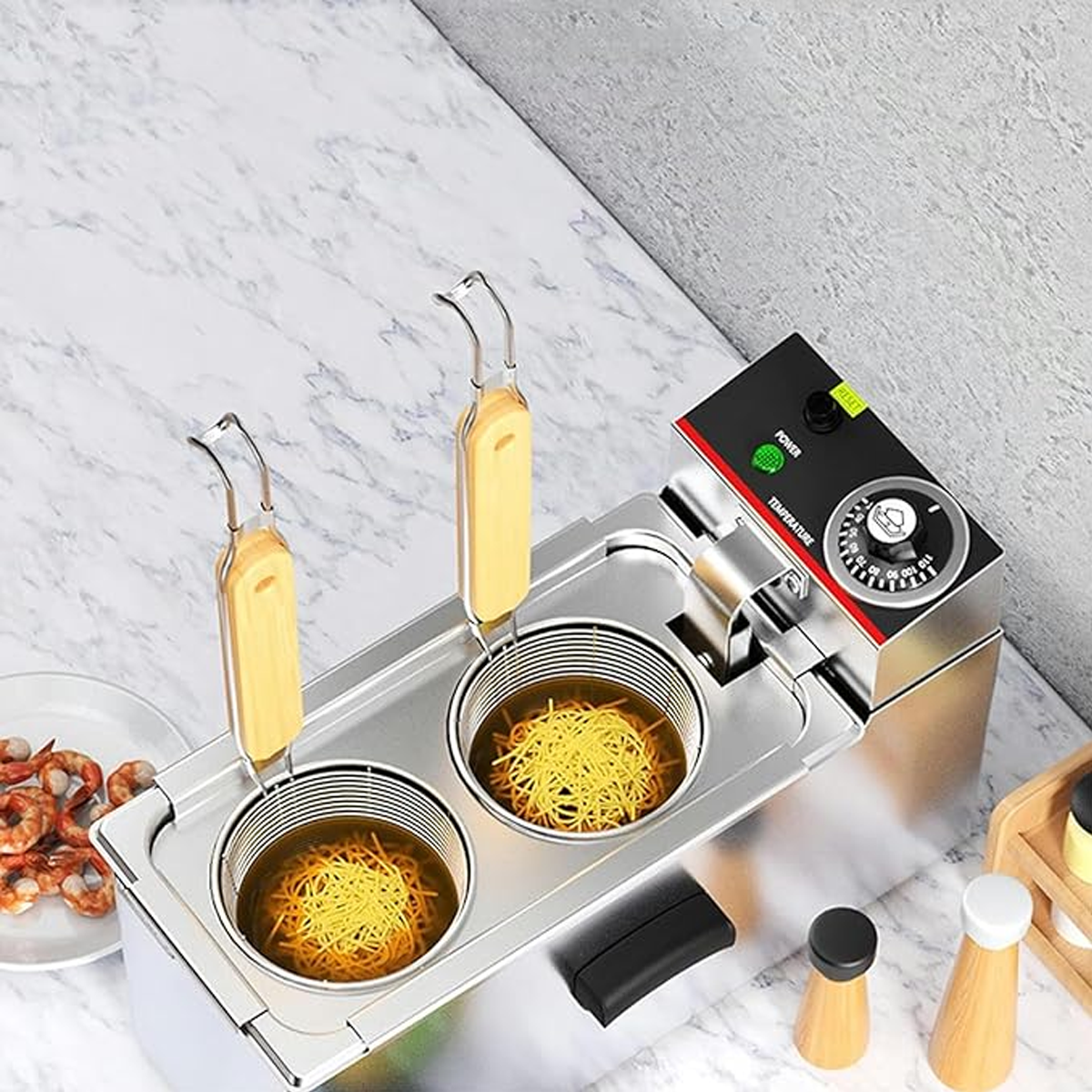 Commercial Electric Pasta Cooker 2 Baskets / Holes Noodle Cooking Machine