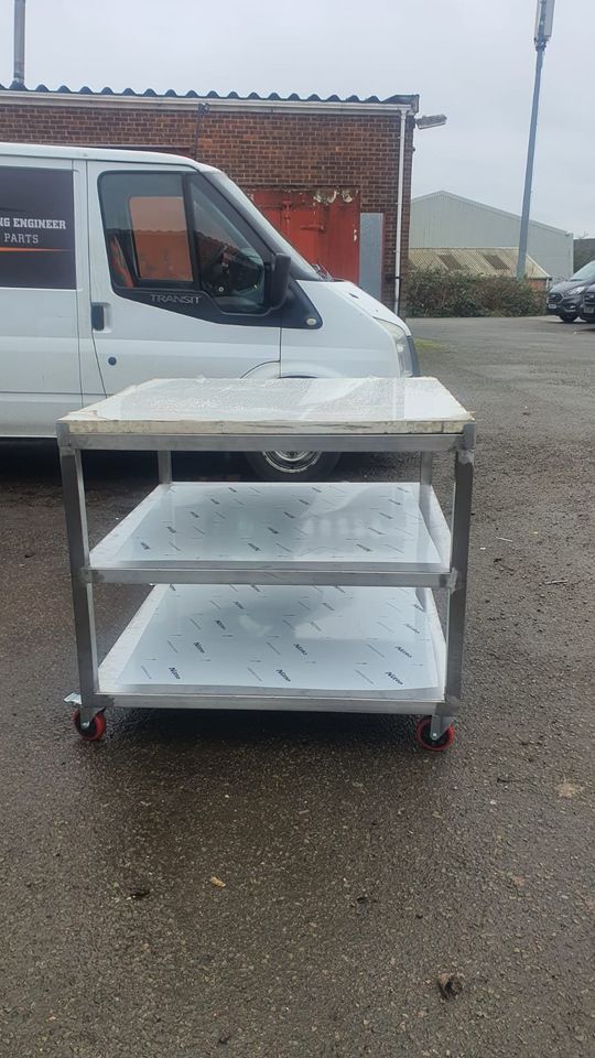 Commercial Marble Work Table with 2 shelf 100x100cm Made in UK