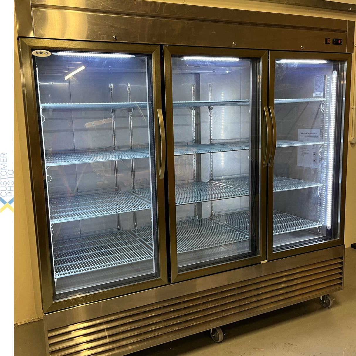 1800lt Commercial Upright Refrigerator Triple Glass Door Stainless Steel | D83 Rgs3