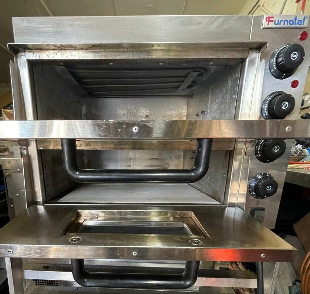 Commercial Twin Deck Electric Pizza Oven | Stone Base | Cooks 2x16 Inch Pizzas - Fully Refurbished