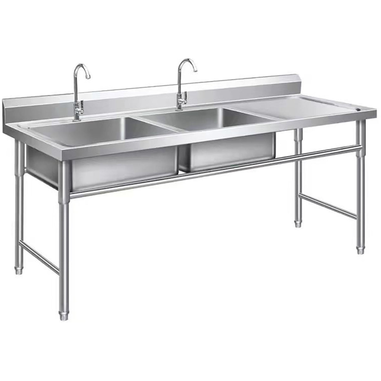 Commercial Double Sink Stainless Steel 1400x600x900mm 2 Bowl Left Splashback | Dbs14060 Left