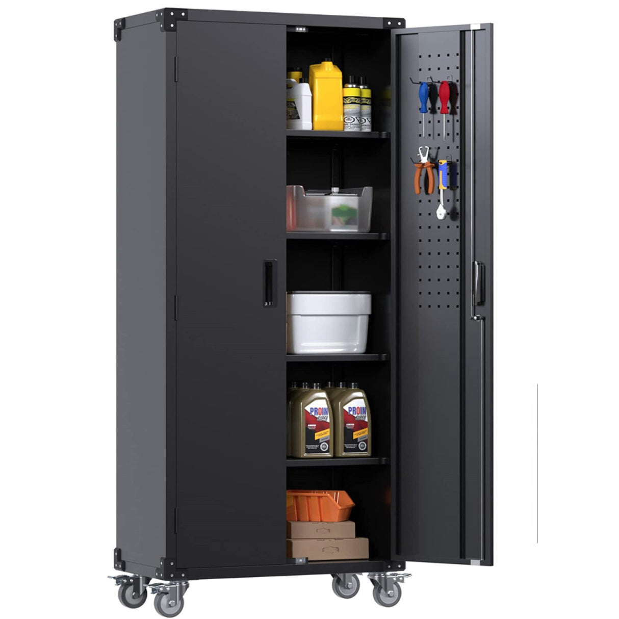 Commercial Storage Cabinet With Wheels Black 800x420x1820mm | Dl18 X