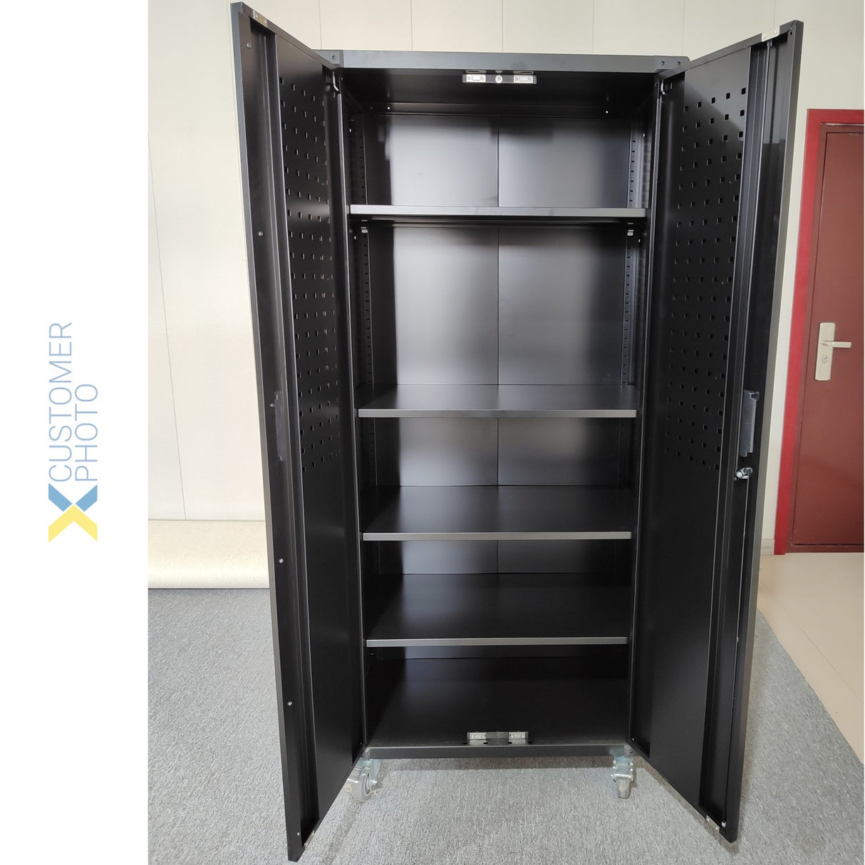 Commercial Storage Cabinet With Wheels Black 800x420x1820mm | Dl18 X