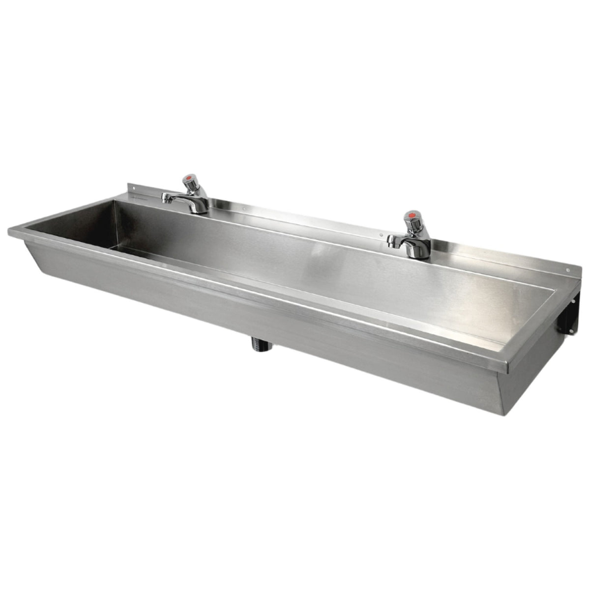 Commercial Wall Mounted Stainless Steel Hand Wash Trough Sink With Twin Taps 1800×370×130mm | Dng406