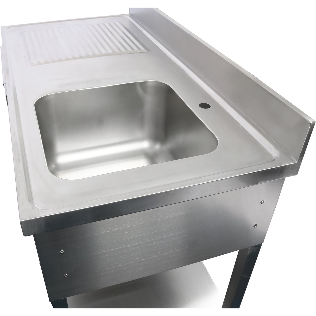 Commercial Sink Stainless Steel 1200x600x950mm 1 Bowl To The Right 1 Drawer Splashback | Dsa120601 Dr