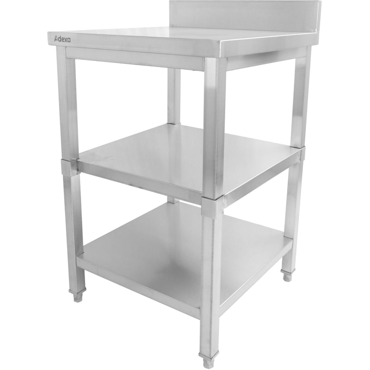 Commercial Work Table Stainless Steel 3 Tiers Backsplash Square Legs 2200x600x900mm | Dw3 T22060 B