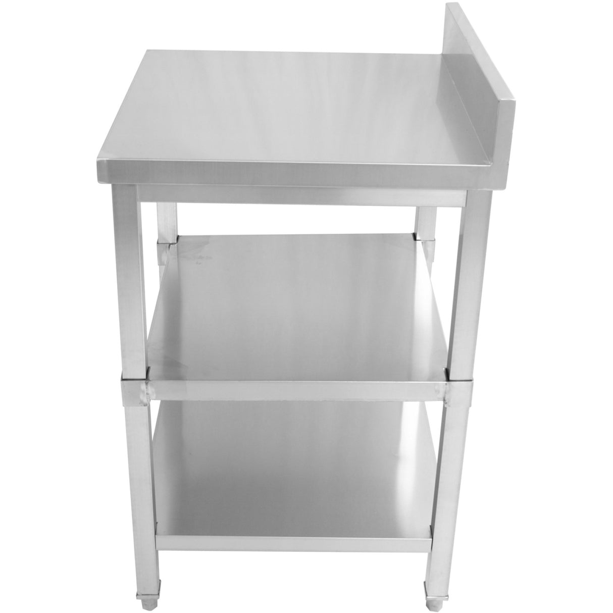 Commercial Work Table Stainless Steel 3 Tiers Backsplash Square Legs 2200x600x900mm | Dw3 T22060 B