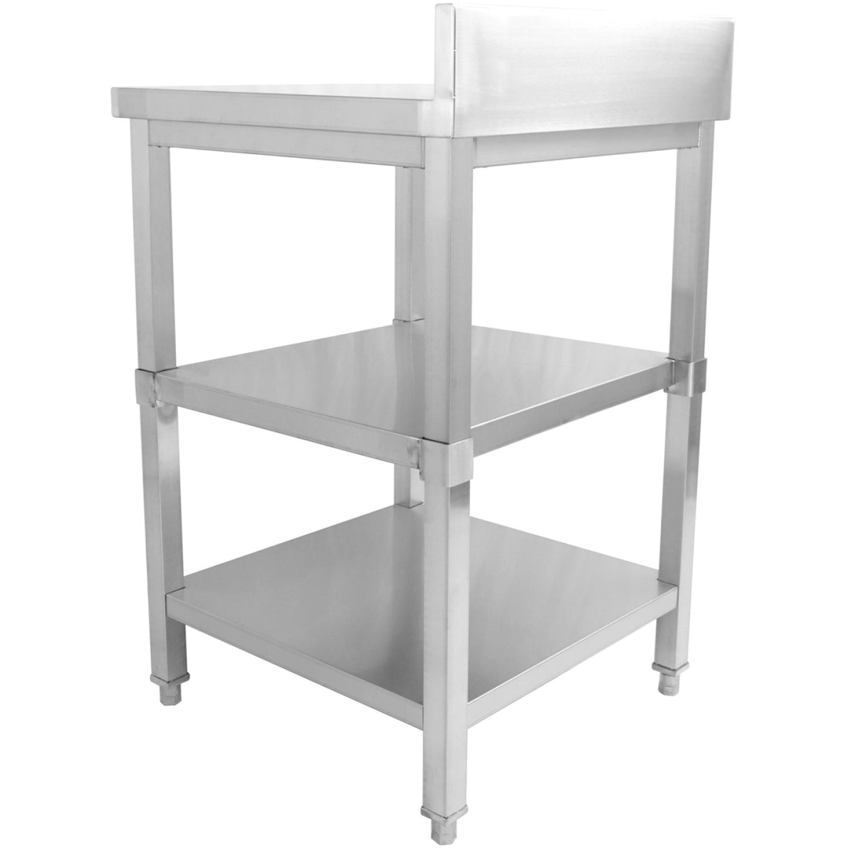 Commercial Work Table Stainless Steel 3 Tiers Backsplash Square Legs 2200x600x900mm | Dw3 T22060 B
