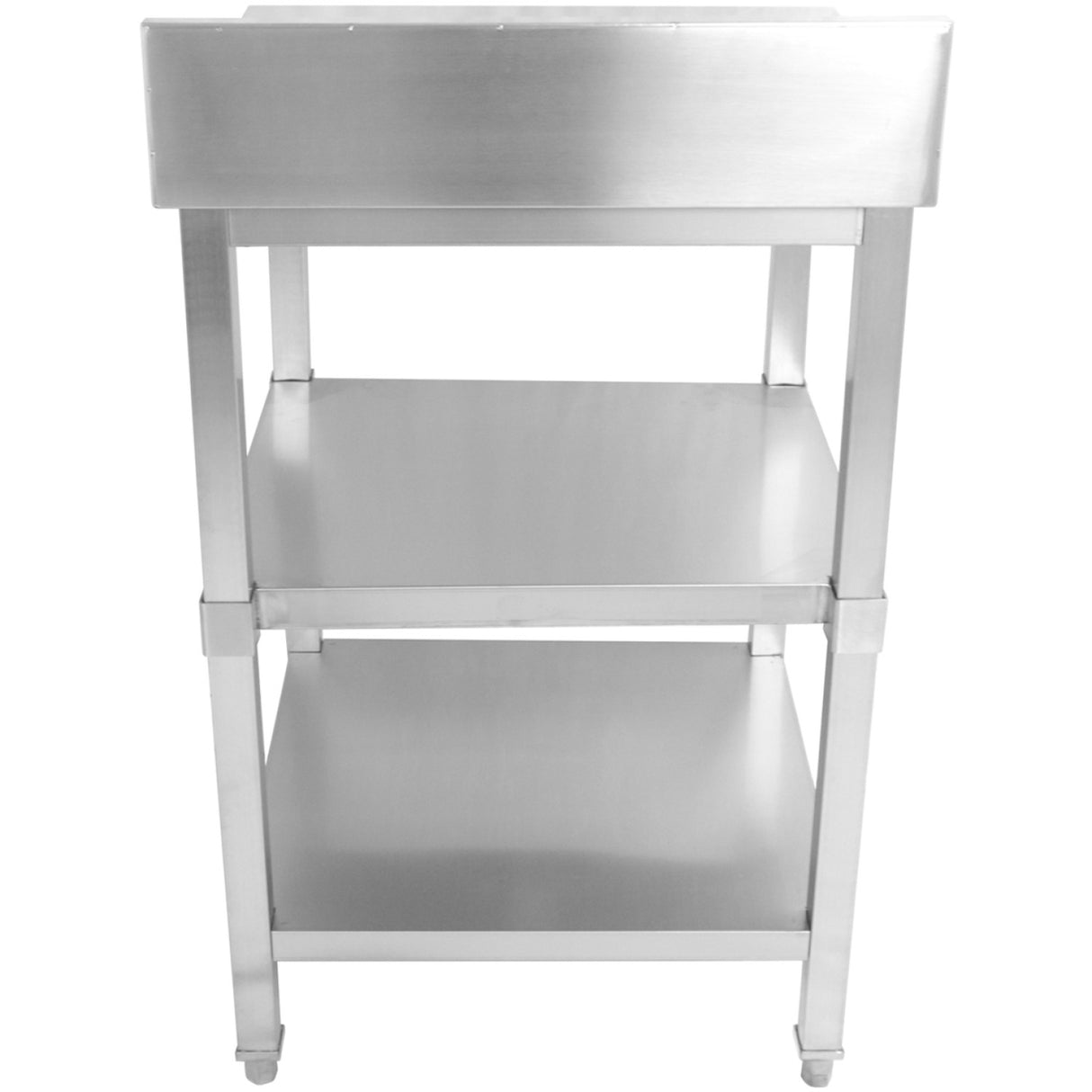 Commercial Work Table Stainless Steel 3 Tiers Backsplash Square Legs 2200x600x900mm | Dw3 T22060 B