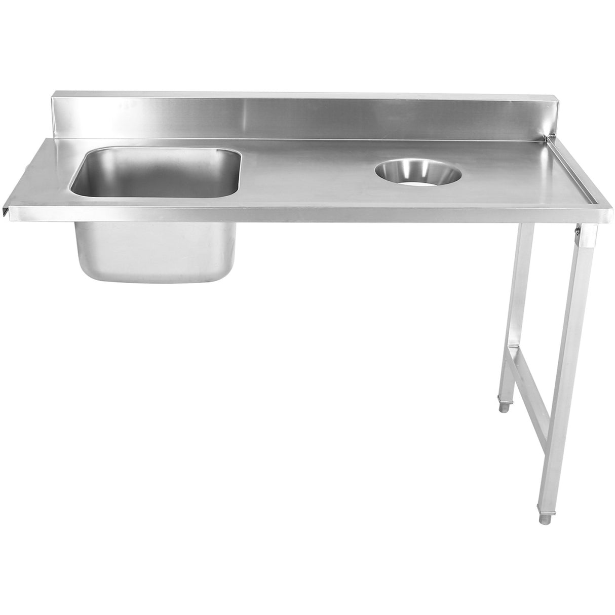 Loading Table Right Side 1400x650x850mm With Sink With Waste Hole With Splashback Stainless Steel | Dwitc1465 L