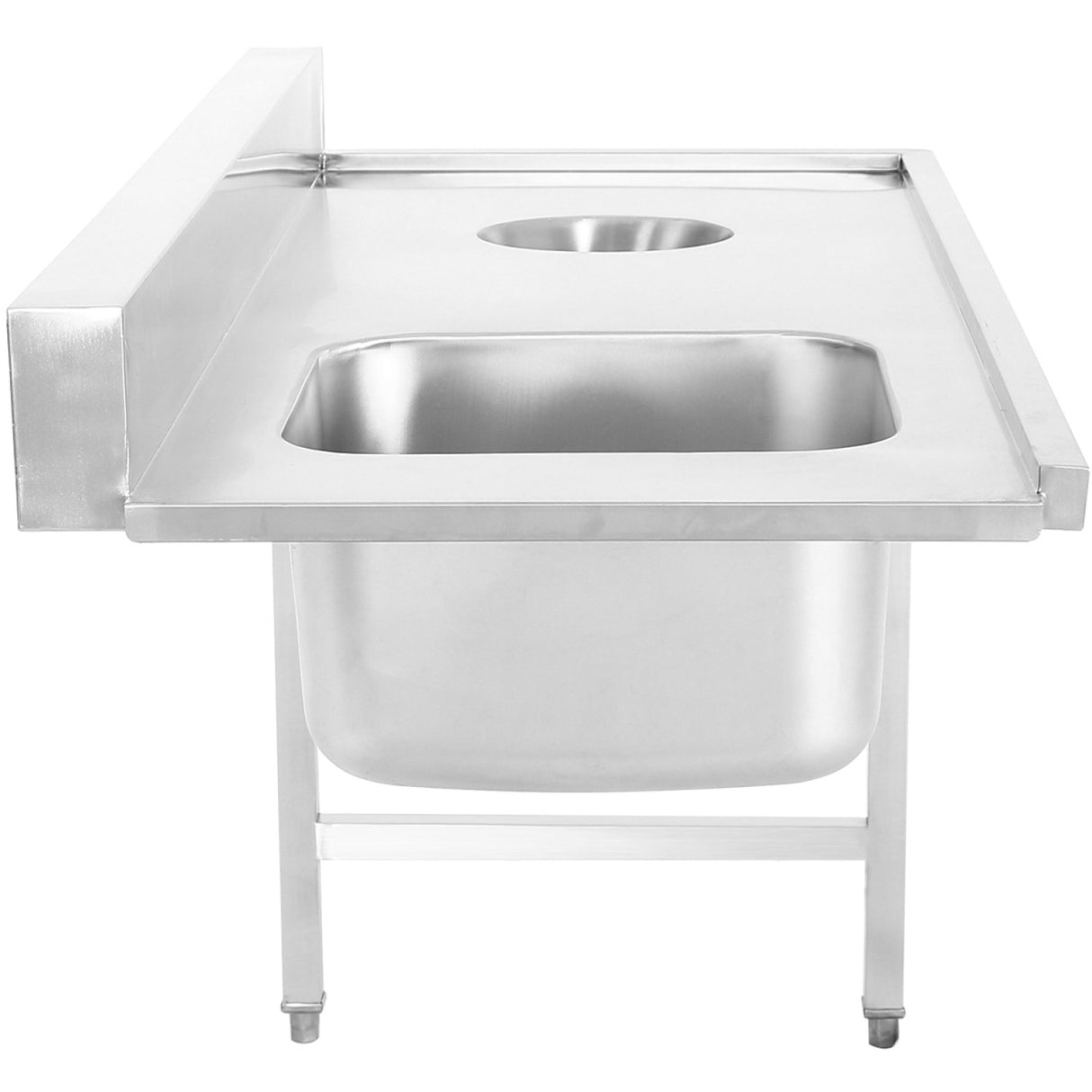 Loading Table Right Side 1400x650x850mm With Sink With Waste Hole With Splashback Stainless Steel | Dwitc1465 L