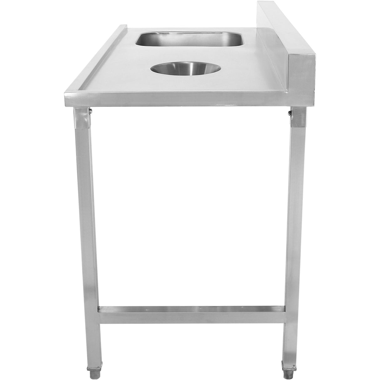 Loading Table Right Side 1400x650x850mm With Sink With Waste Hole With Splashback Stainless Steel | Dwitc1465 L