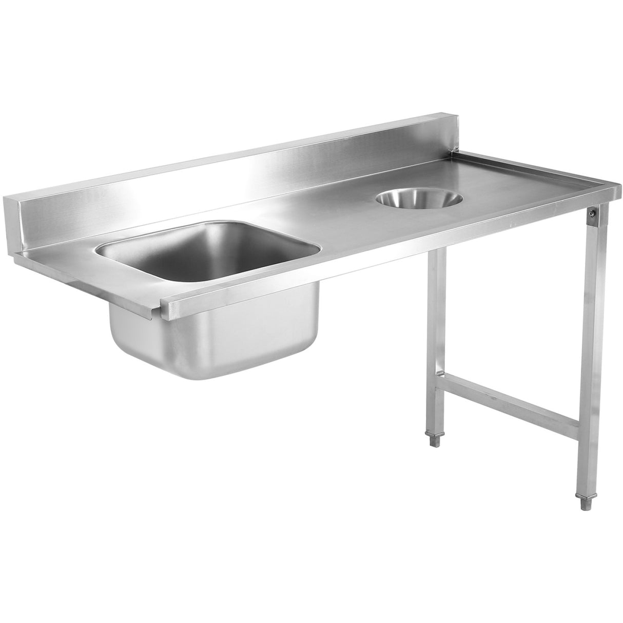 Loading Table Right Side 1400x650x850mm With Sink With Waste Hole With Splashback Stainless Steel | Dwitc1465 L