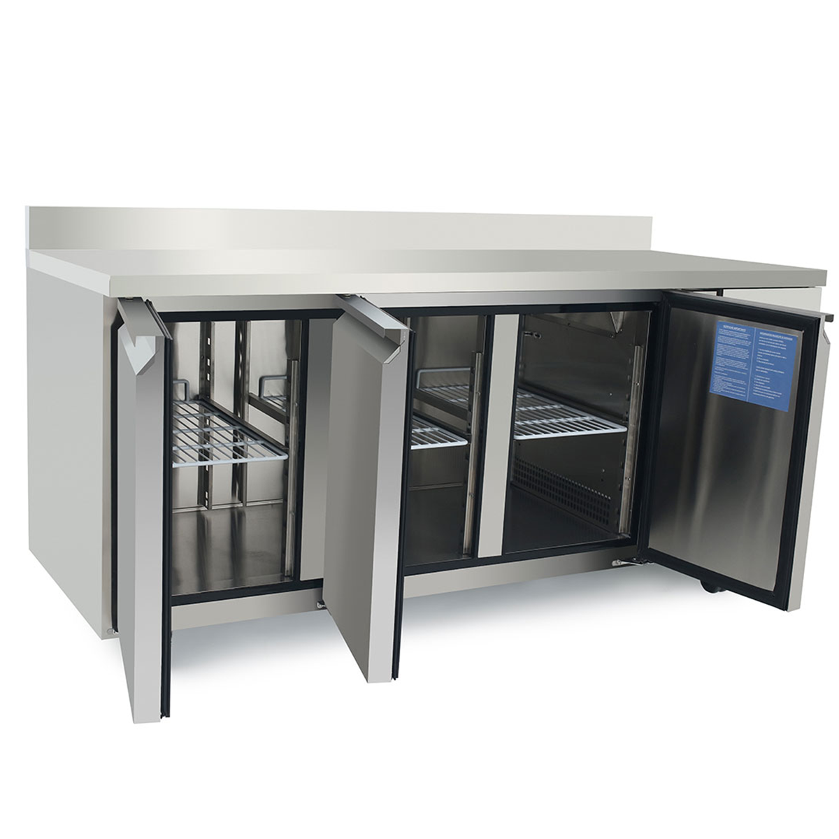 3 Door Counter Refrigerator with 100mm Splash Back