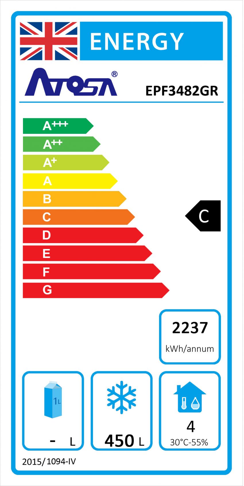 Atosa EPF3482HD Four Door Counter Freezer 560ltrs