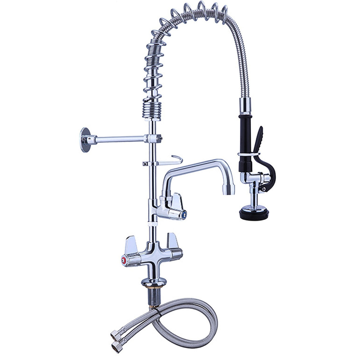 Pre Rinse Spray Unit With Swing Faucet Deck Mount Double Inlet Height 600mm Stainless Steel | Eq7801 A08