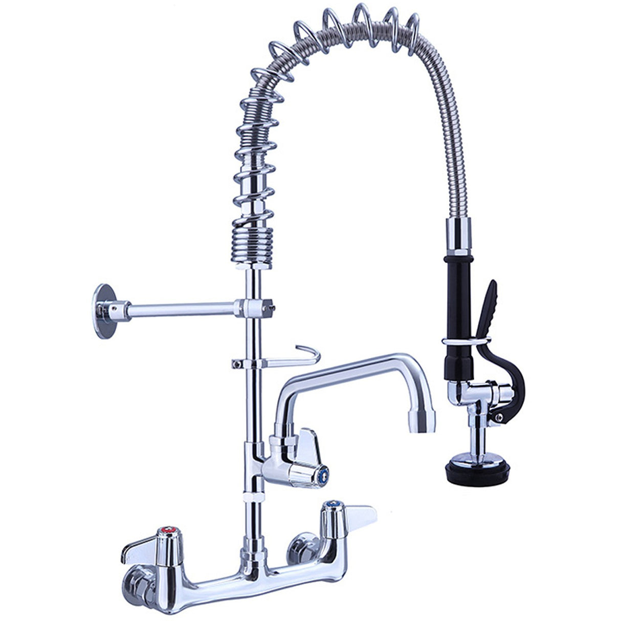 Pre Rinse Spray Unit With Swing Faucet Wall Mount Double Inlet Height 600mm Stainless Steel | Eq7802 A08