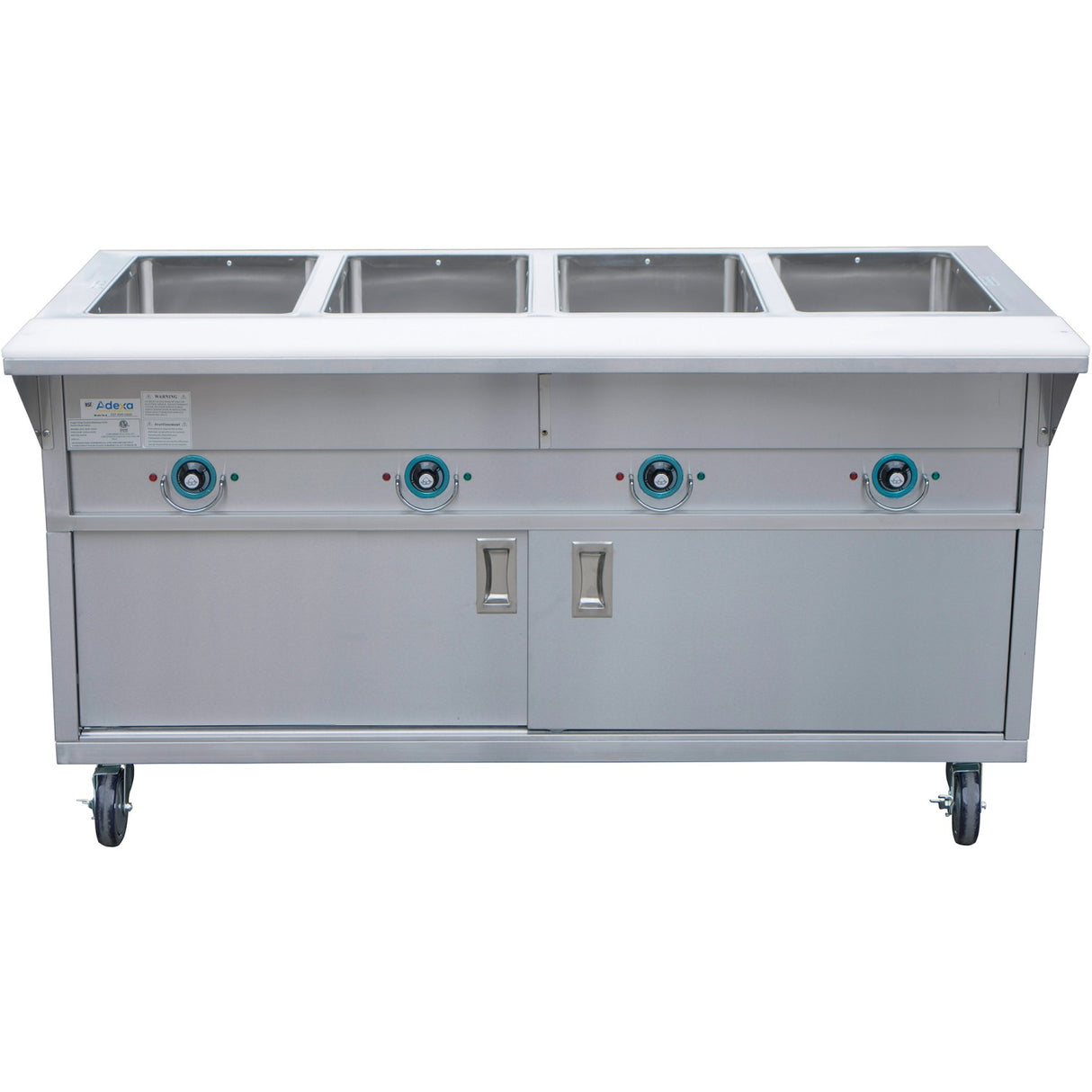 Mobile Servery Steam Table With Cupboard 4x Gn1/1 | Est4 Swcbsd