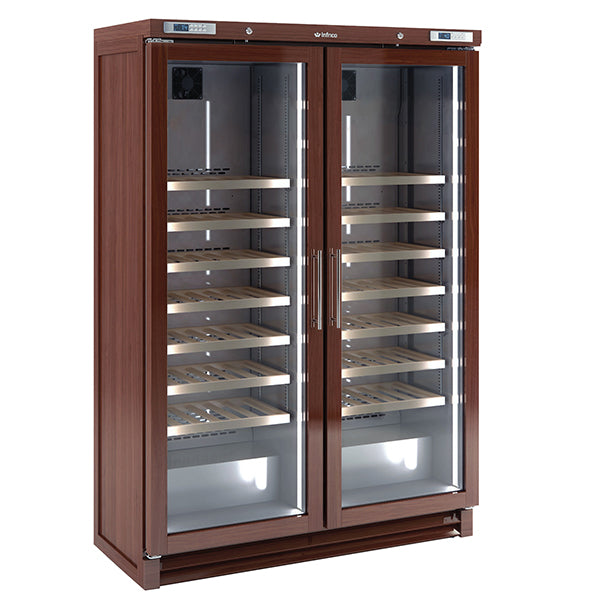 Upright Double Hinged Glass Door Wine Cellar (200 Bottles)