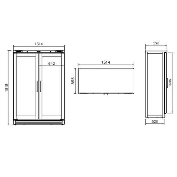 Upright Double Hinged Glass Door Wine Cellar (200 Bottles)