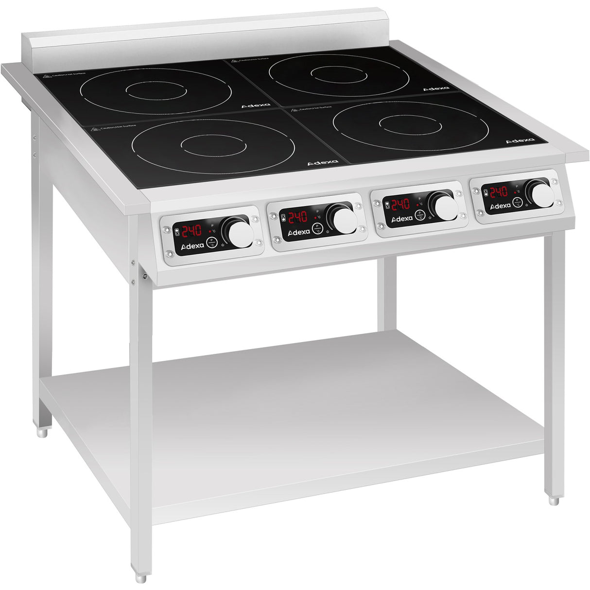 Commercial 4 Zone Induction Hob With Undershelf 4 X 3500 W 790x700x911mm | Ew350 C4