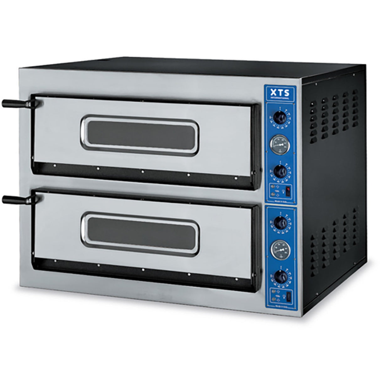 Italian Premium Electric Pizza Oven Thermometer 2 All Refractory Stone Chambers 720x720mm Capacity 4+4 Pizzas At 14&Quot; 230 V | Xts F260 Xraps