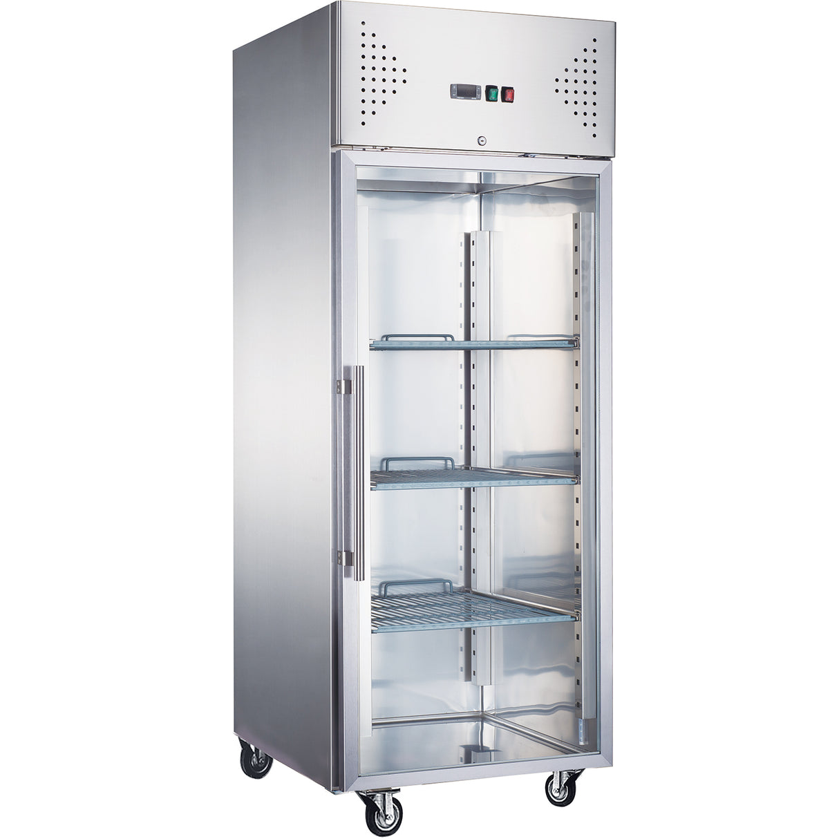 685lt Commercial Freezer Stainless Steel Upright Cabinet Single Glass Door Gn2/1 Ventilated Cooling | F650 Vglass