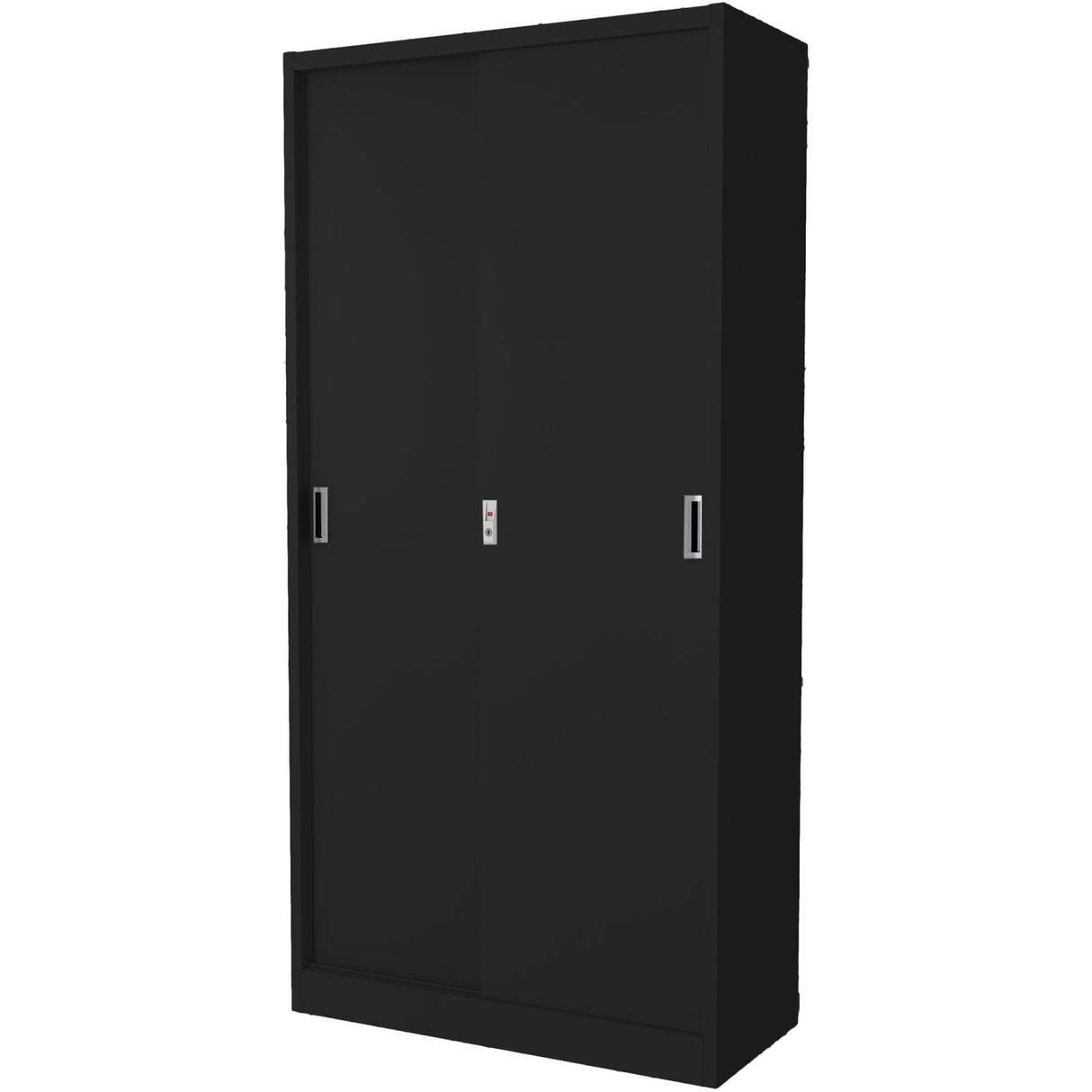 Commercial Sliding Door Steel Black Storage Cupboard With 4 Shelves And Lock 900x400x1850mm | Fcc18 Black