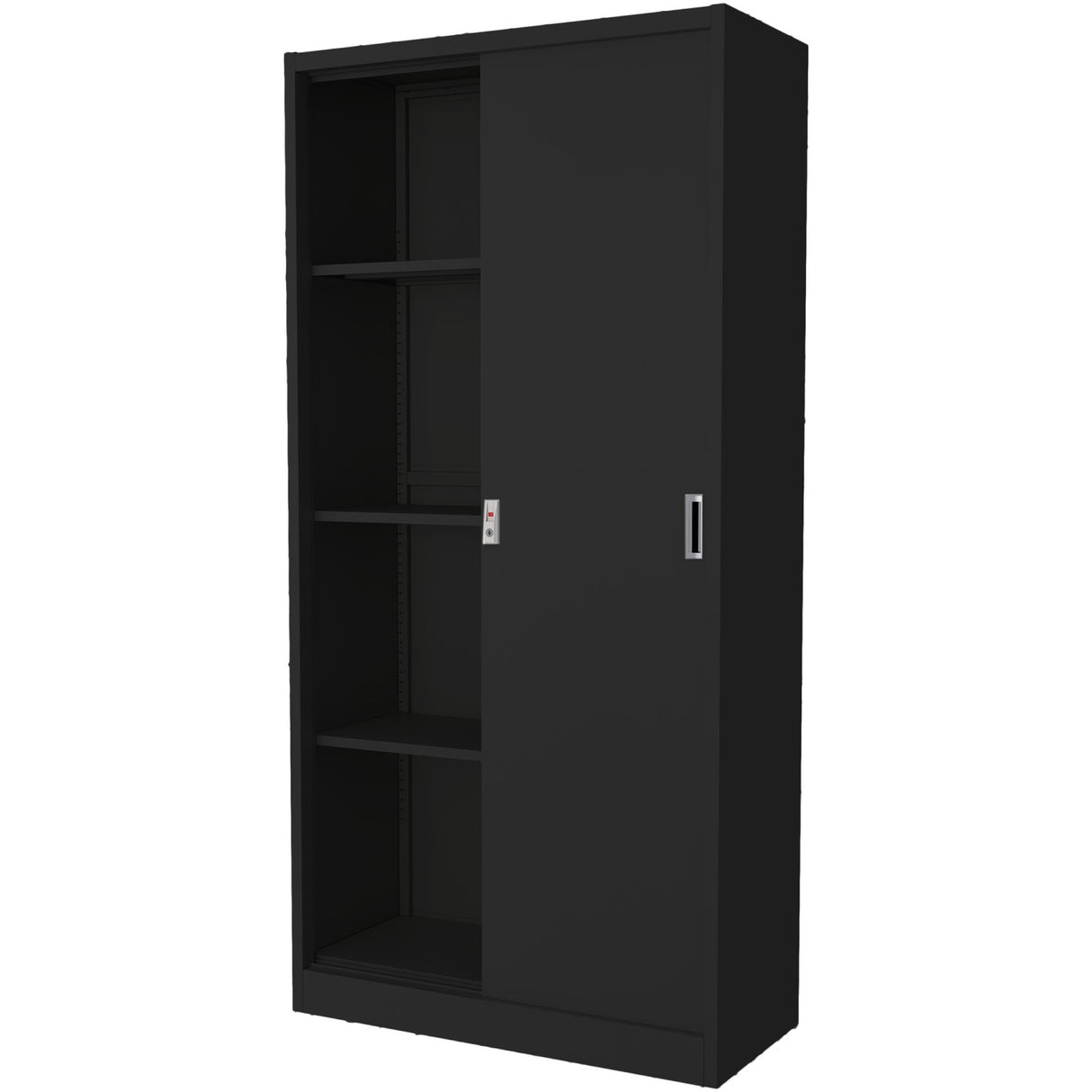 Commercial Sliding Door Steel Black Storage Cupboard With 4 Shelves And Lock 900x400x1850mm | Fcc18 Black