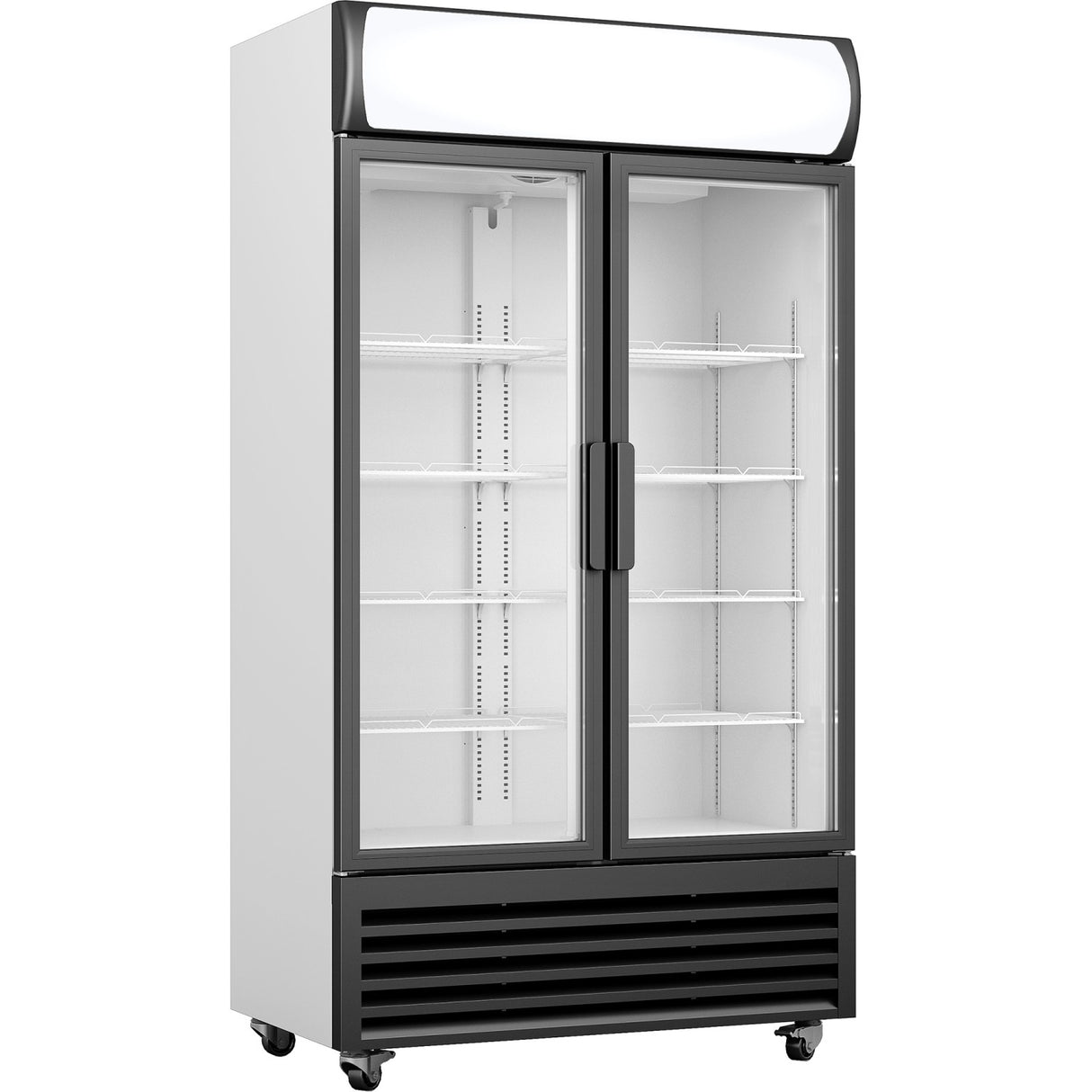 Commercial Display Refrigerator With Double Hinged Glass Door &Amp; Canopy 1075 Litres Black | Fcls133 Aha