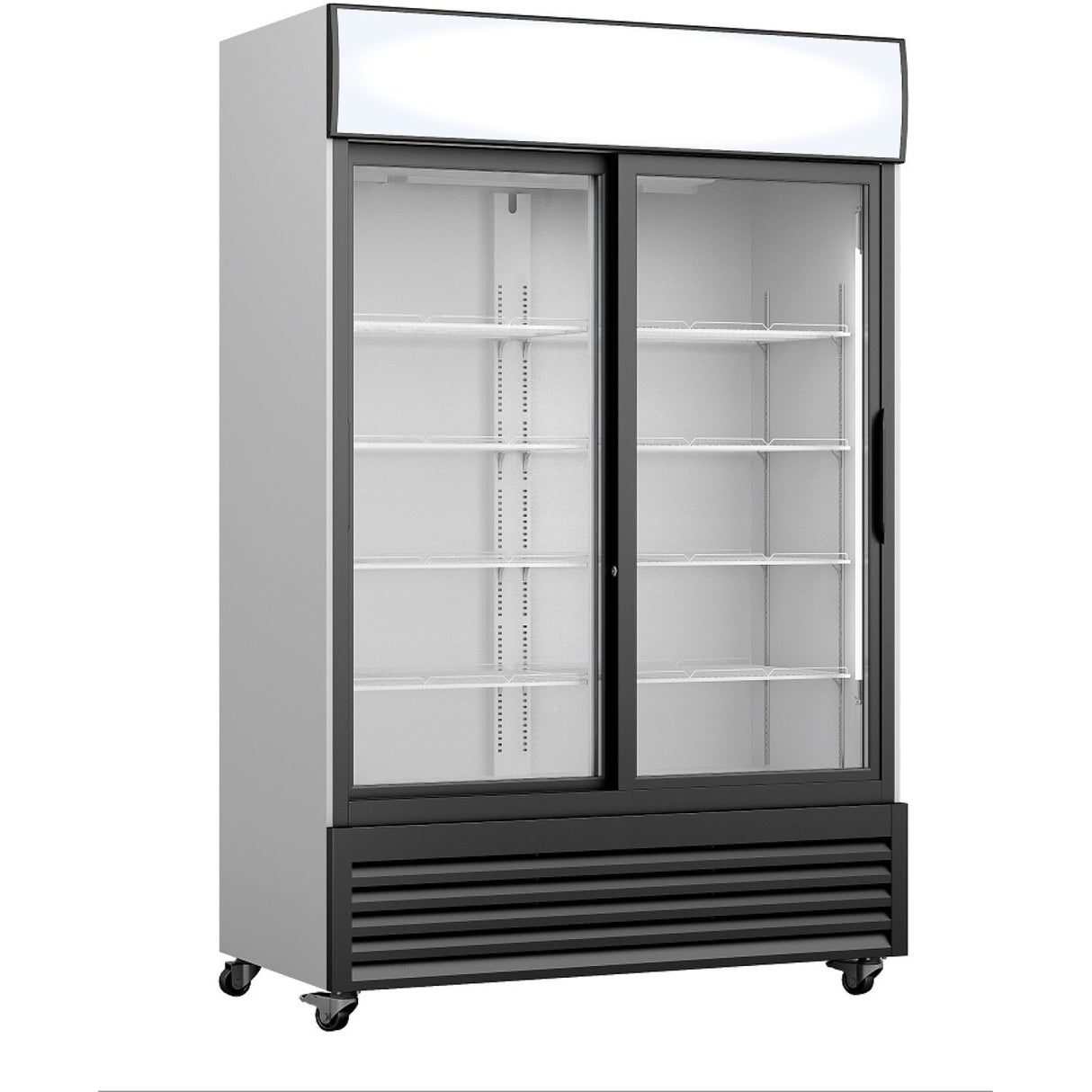 Commercial Display Refrigerator With Double Sliding Glass Door &Amp; Canopy 1050 Litres Black | Fcls133 Asa