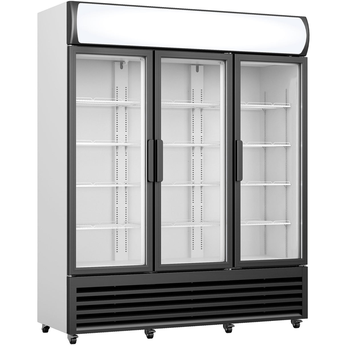 Commercial Display Refrigerator With Triple Hinged Glass Door &Amp; Canopy 1500 Litres Black | Fclt180 Aha