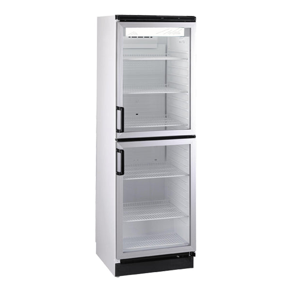 Upright 377 L Double Hinged Glass Door Refrigerator