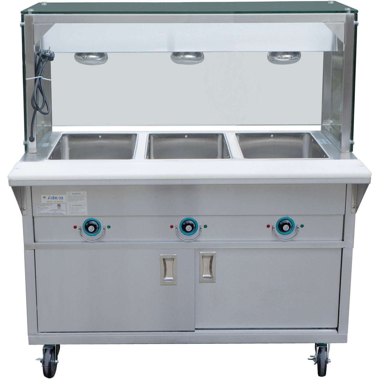Mobile Bainmarie With Cupboard &Amp; Heated Overshelf 3x Gn1/1 | Est3 Swcbsd Ftgsg1948
